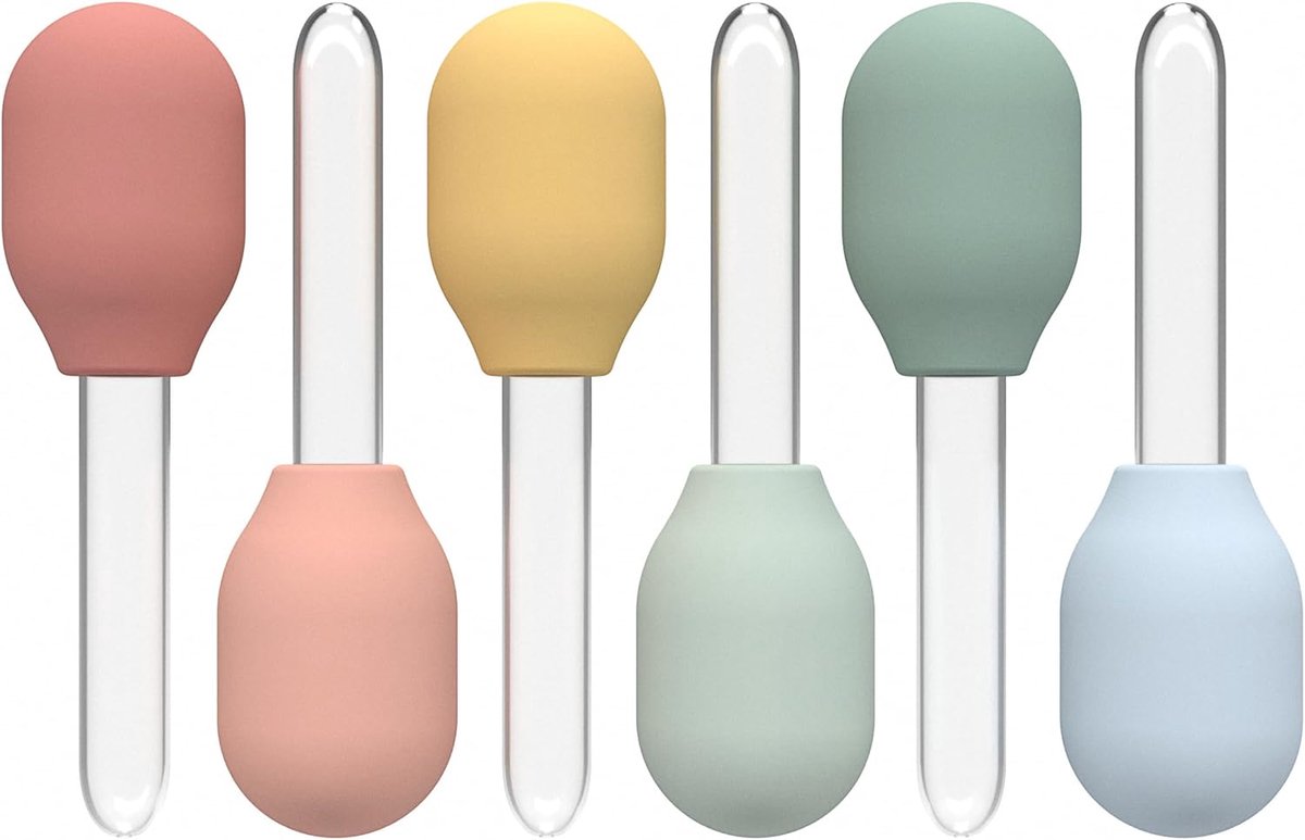 6 pastel pipetten voor kinderen | Druppelaars voor sensorisch spel