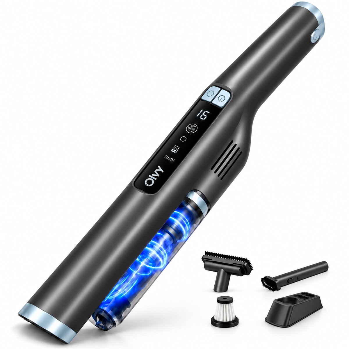 Olvy Kruimeldief PRO - LCD Display - Oplaadstation - 3 Snelheden - 250W - Kruimelzuiger Snoerloos - Auto Stofzuiger - 22 kPa - Draadloos - Handstofzuiger