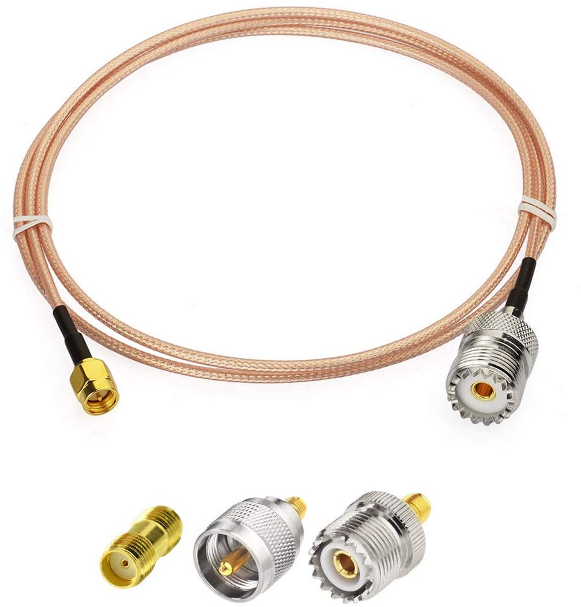 SMA naar SO239 UHF Kabel RG316 Verlenging 30 cm - 50 Ohm met 3-Delige Adapterset voor CB Radio Amateur Antenne