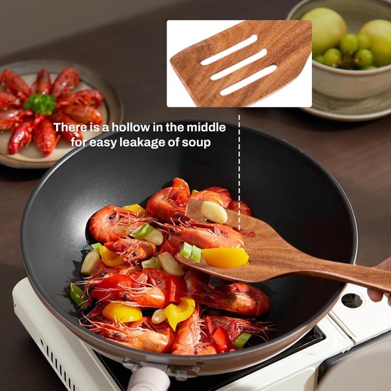 Spatel, 2 Stuks Houten Spatel Gereedschap Keuken Keukengerei Niet-Giftig Duurzaamheid voor Non-Stick Pan Woks en Kachels — afbeelding 3