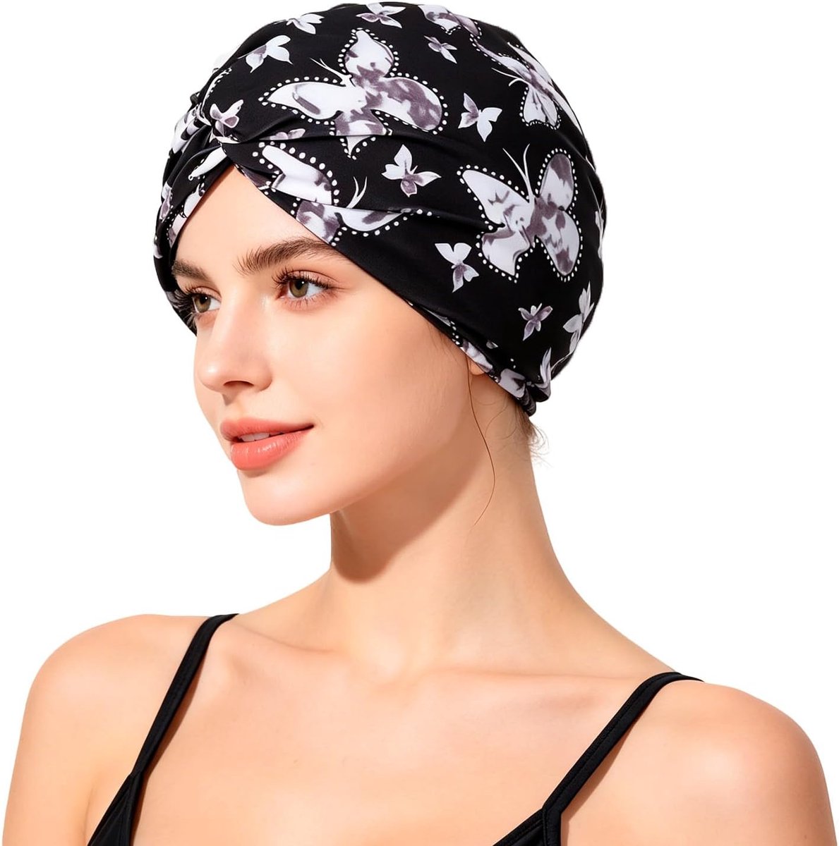 Badmuts voor dames, zwemmuts, tulband voor meisjes, elastische badmuts voor lang/kort haar, elastische polyesterstof, zwemmuts