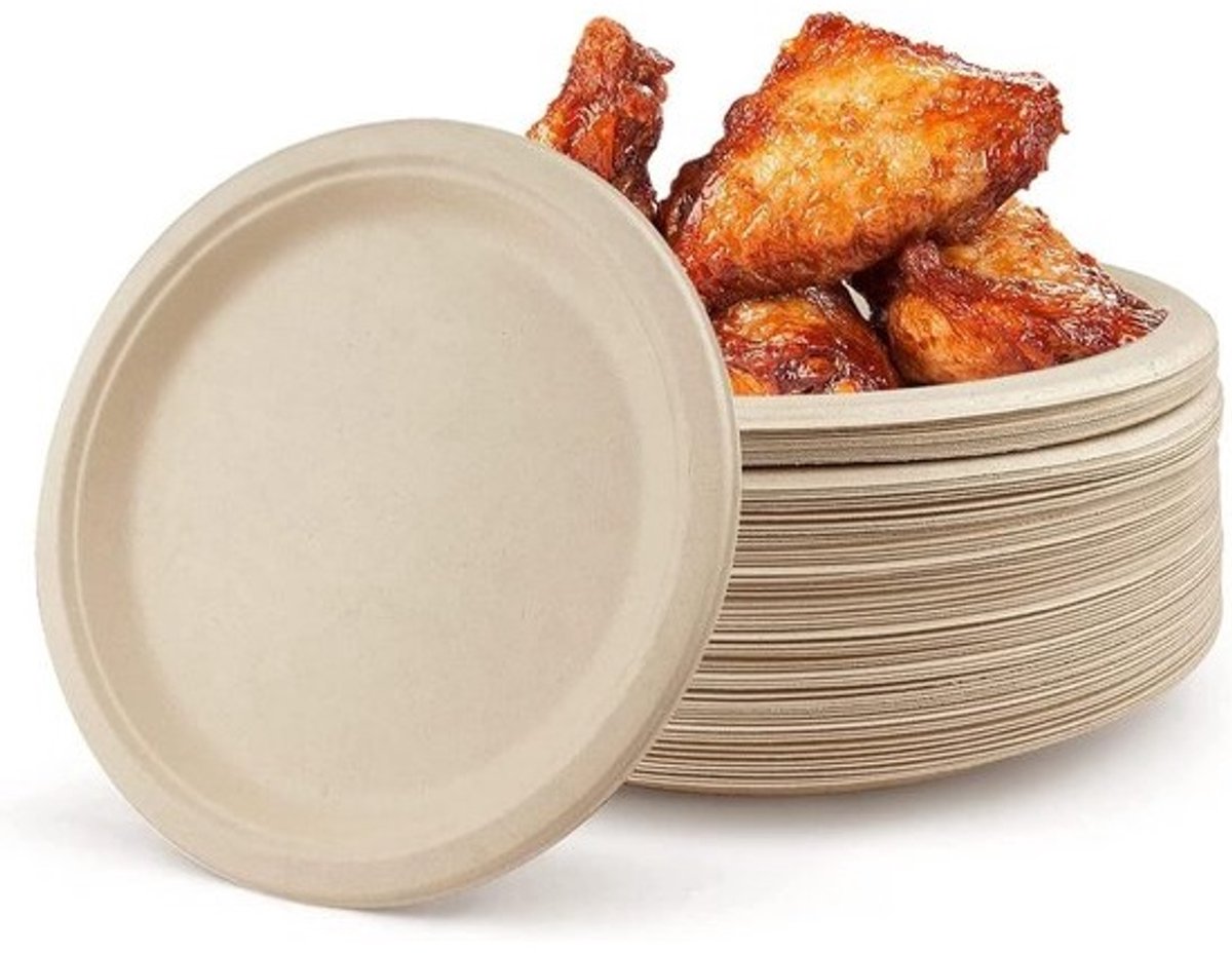 60 Composteerbare Kartonnen Borden (22,8 cm) - Sterk en Duurzaam Wegwerpservies voor Feestjes