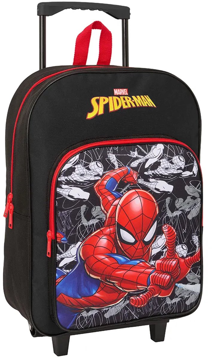 Schoolrugzak met Wielen Spider-Man Zwart Rood 32 x 42 x 14 cm