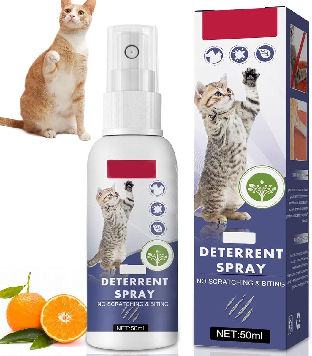 Effectieve Kattenafschrik Spray 50ml voor Binnen, Anti-Kras Oplossing voor Planten en Meubels, Veilig en Diervriendelijk