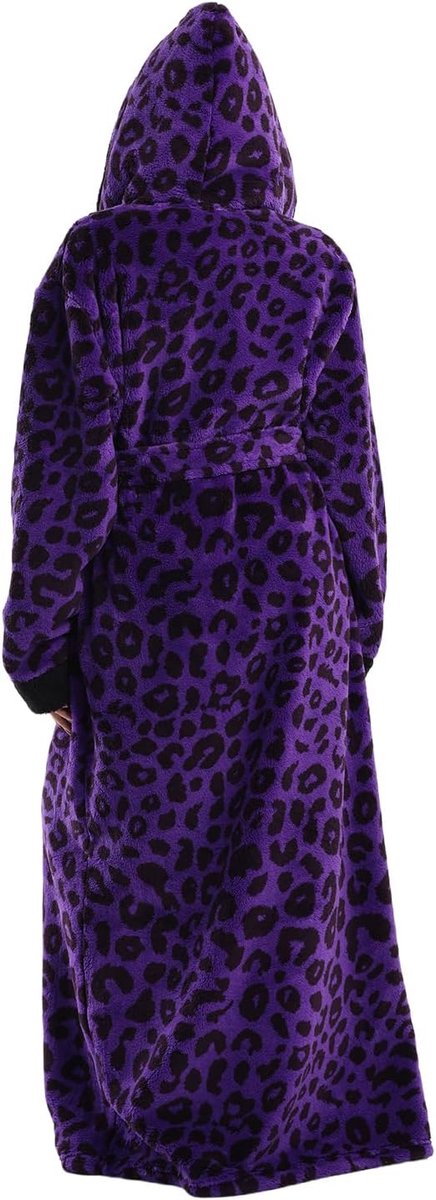Badjas met Capuchon voor Dames & Herren - Flanellen Ochtendjas Extra Lang (140cm), Unisex met 2 Zakken & Verstelbare Gordel voor Thuis & SPA — afbeelding 3