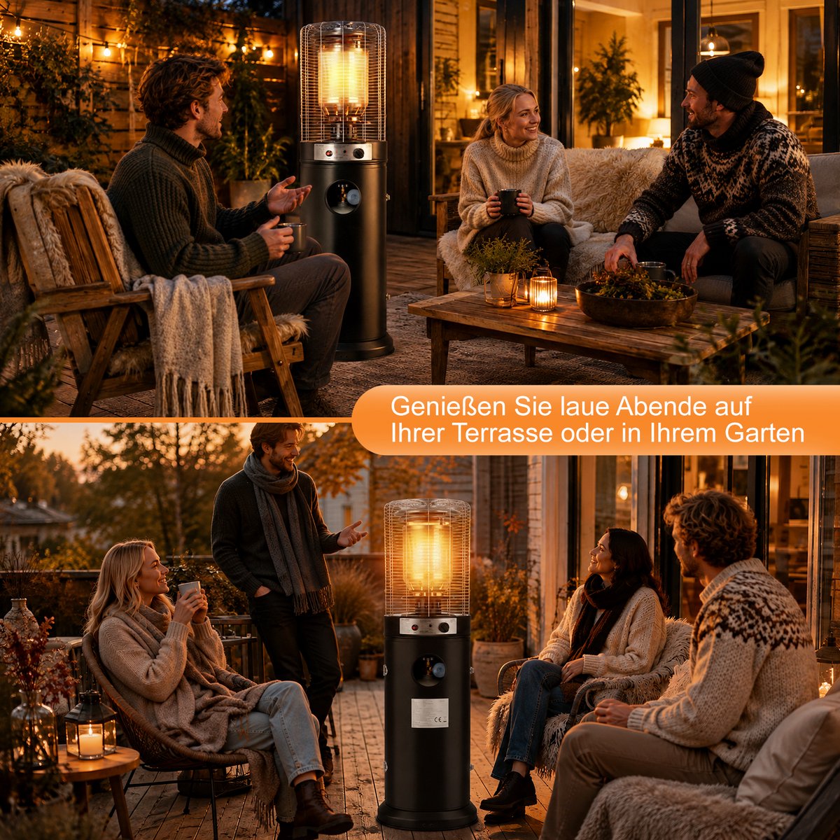 NETTLIFE Gas terrasverwarmer 5-10kW | Staande tuinverwarmer met kantelbeveiliging - piëzo-ontsteking - wielen & beschermhoes | Voor tuin en terras - geschikt voor 15kg gasfles – foto 6