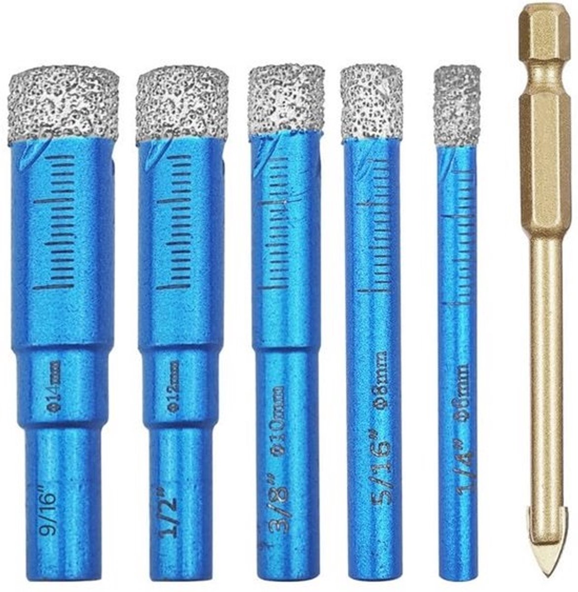Diamant Boor Bits Set voor Tegels - 6 Stuks, 6-14mm