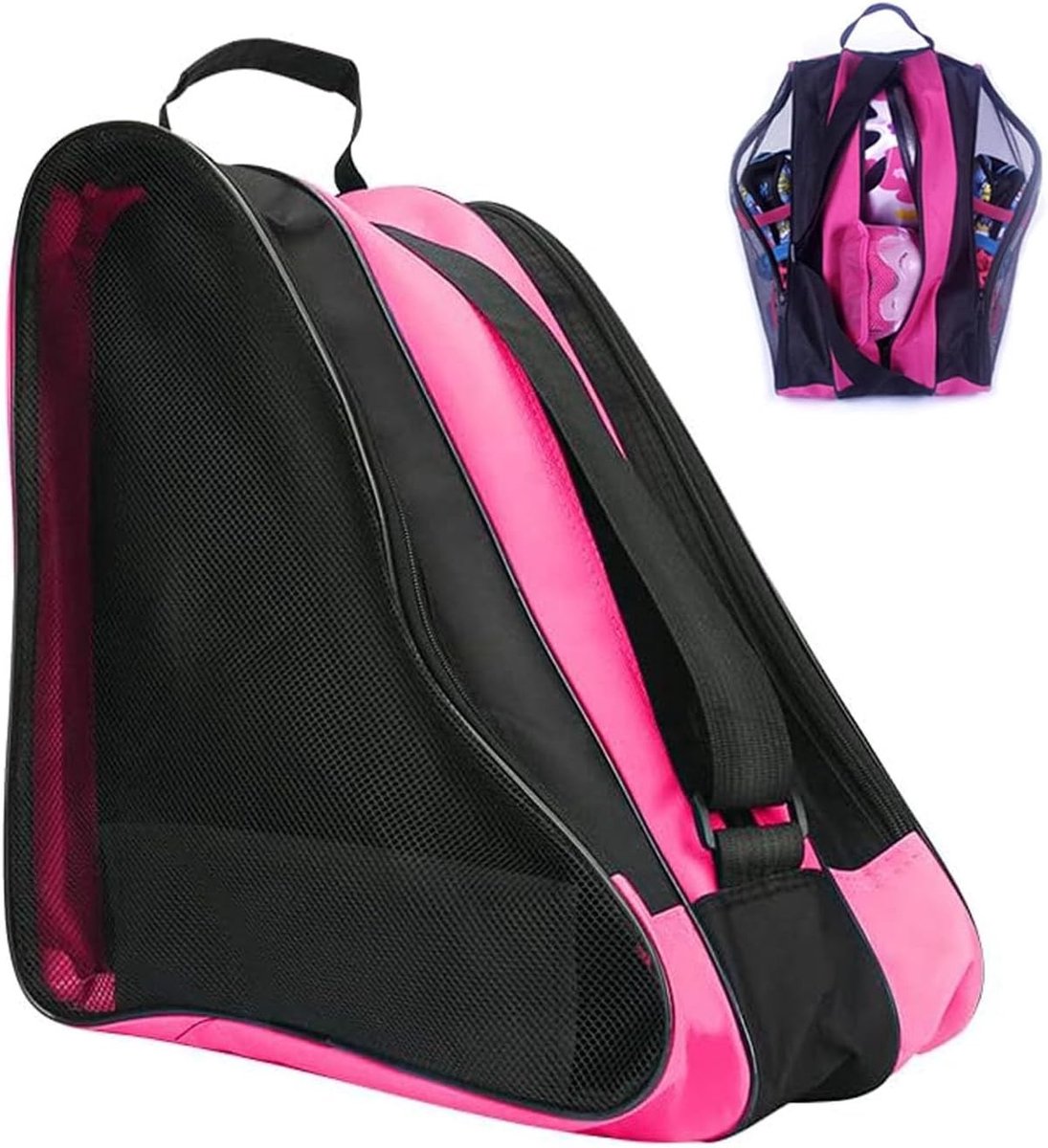 Draagbare Skate Tas met Wielen voor Roller Skates, Geschikt voor Volwassenen en Kinderen, Roze, Ideaal voor Sport en Vrijetijdsbesteding