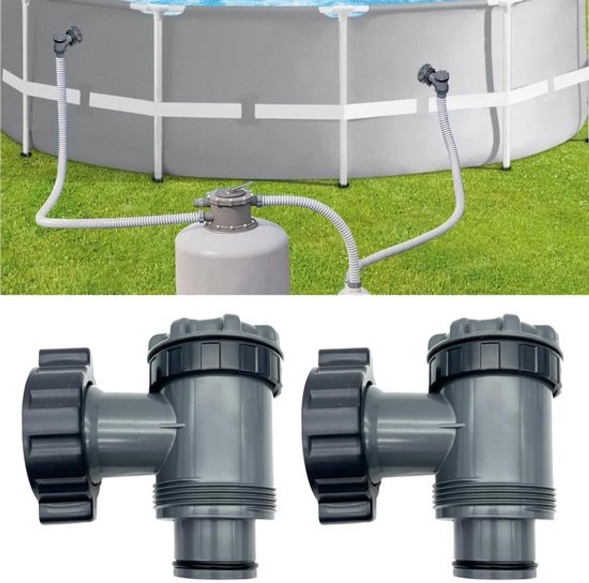 SVGCommerce - Inlaat / Uitlaatklep - 38mm Slang - Onderdeel voor Filterpomp - 2 Pack - Onderhoudsvalve - Geschikt voor Boven Grond Zwembaden - Voor In