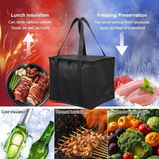 Vouwbare koelbox, grote geïsoleerde picknickmand, thermische tas, waterdicht en ideaal voor buitenactiviteiten, 41 x 26 x 33 cm — afbeelding 5