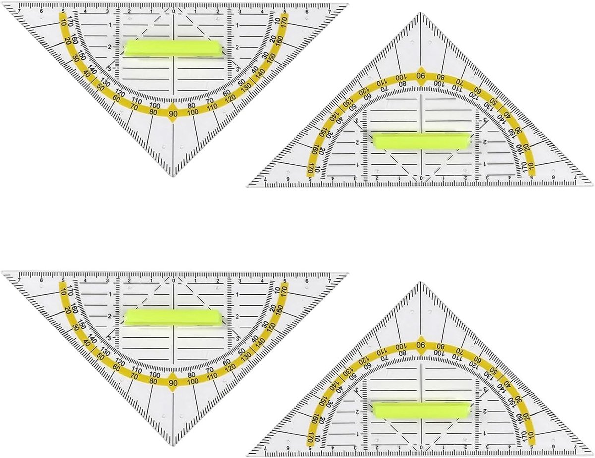 Set van 4 Flexibele Geometrische Hoeklinialen van 16 cm voor Cirkeltekenen en Schilderen, Ideaal voor Studenten en Ontwerpers