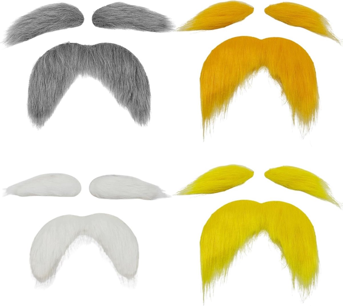 Set van 4 Zelfklevende Kunstmatige Snorren voor Volwassenen - Moustache, Kostuumaccessoires, Rollenspel voor Feestdagen en Cosplay