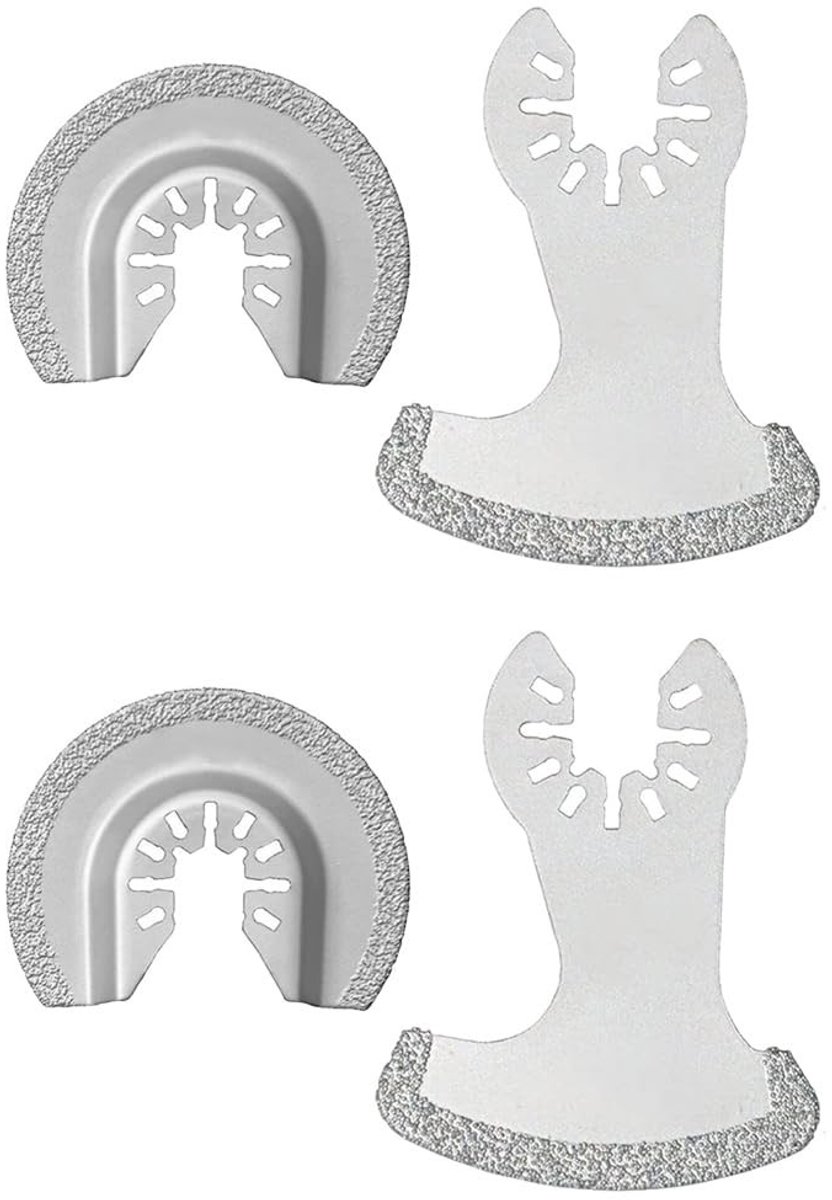 Set van 4 Oscillerende Snijbladen voor het Verwijderen van Voegen, Half Cirkel Diamantzaag voor het Snijden van Pleister en Mortel, Geschikt voor Multitools en Renovatieprojecten