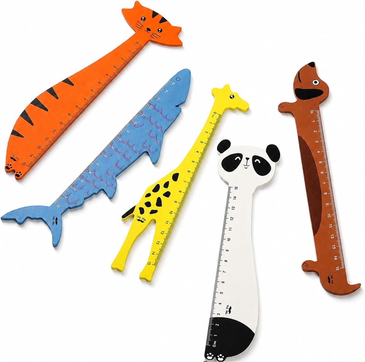 Vijf Stuks Acryl Linialen met Dierenontwerpen voor Kinderen, 15 cm Schoolbenodigdheden en Creatieve DIY Projecten