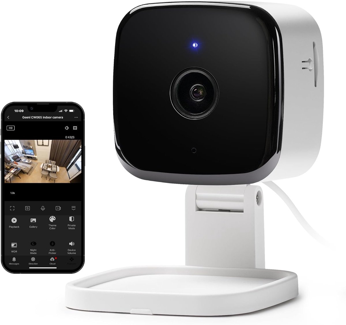 WiFi draadloze HD bewakingscamera, 2MP compacte camera met tweerichtingsaudio, wit 2.4G wifi inclusief oplader, zonder geheugenkaart