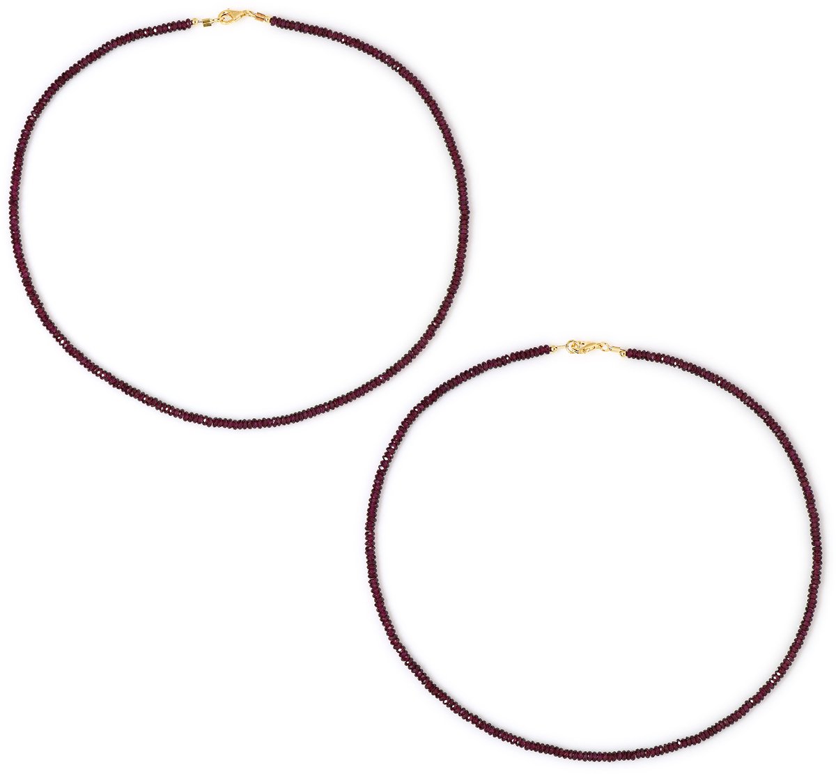 Cavill - Zilveren halsketting - 925 sterling zilver verguld - Magenta granaat 119,8 ct - Elegante damesketting met gefacetteerde kralen uit Tanzania