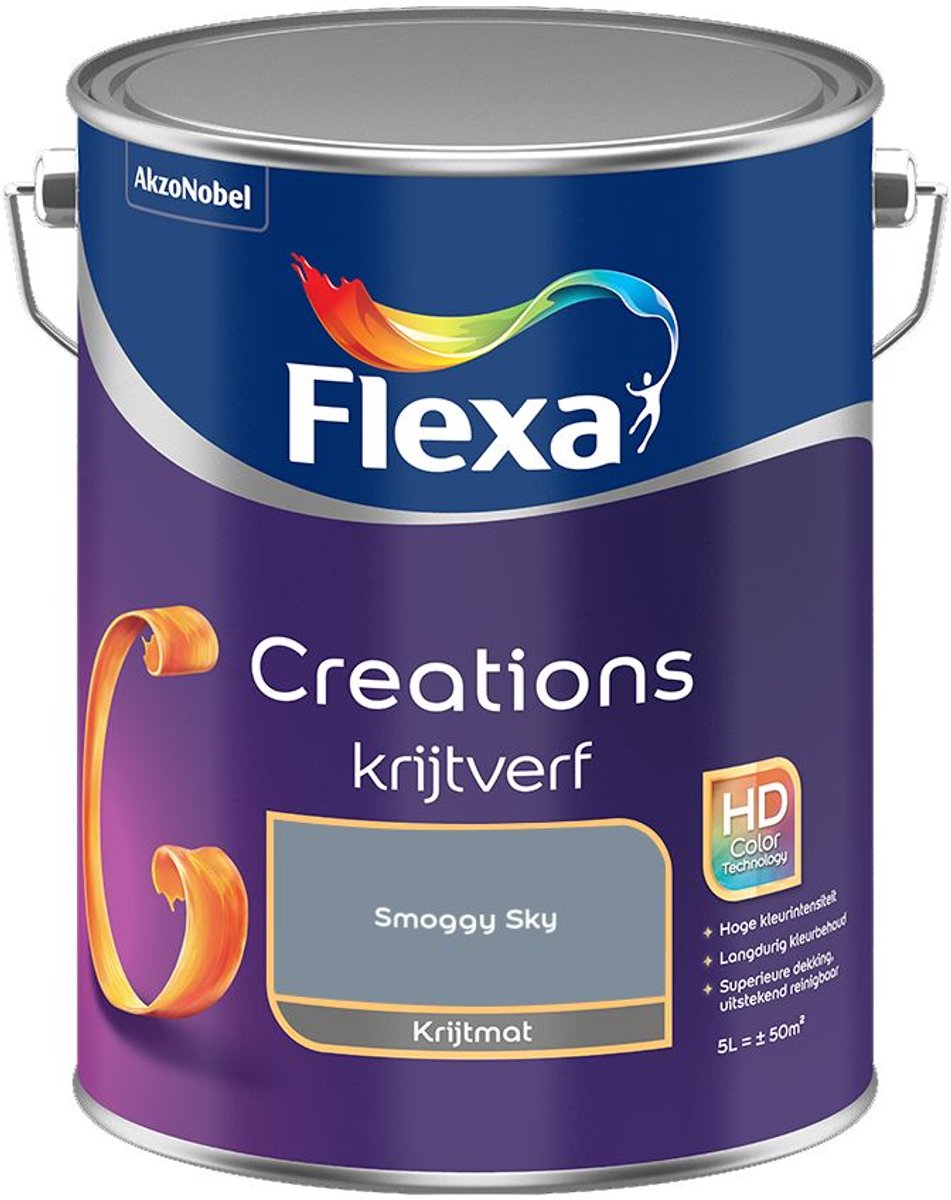 Flexa - Creations Muurverf Krijt - Smoggy Sky - 5 L - Kleur Van Het Jaar 2027
