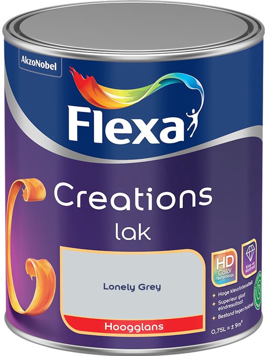 Flexa - Creations Lak Hoogglans - Lonely Grey - 750 Ml - Kleur Van Het Jaar 2027