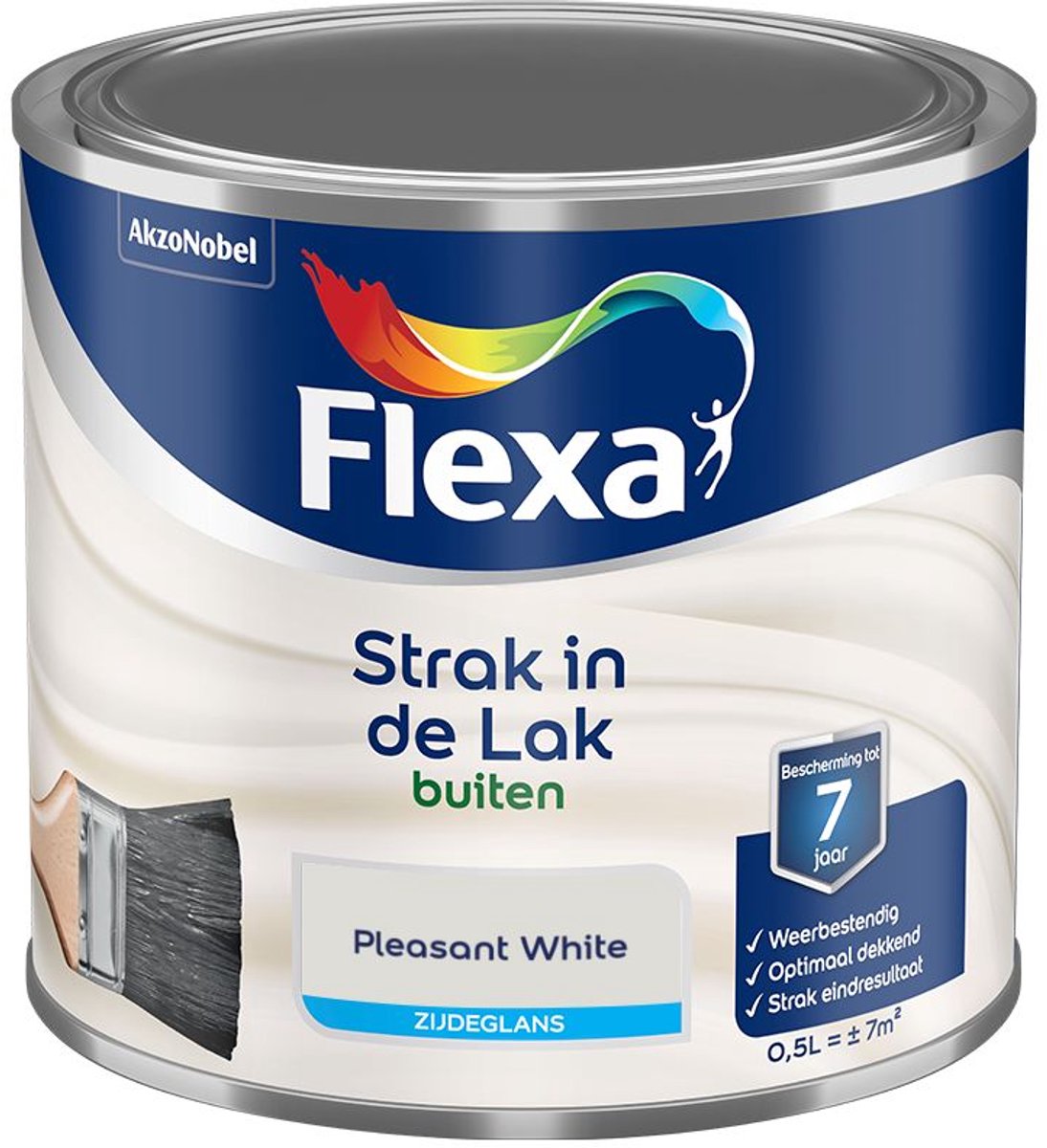 Flexa - Strak In De Lak Buitenlak Zijdeglans - Pleasant White - 500 Ml - Kleur Van Het Jaar 2027