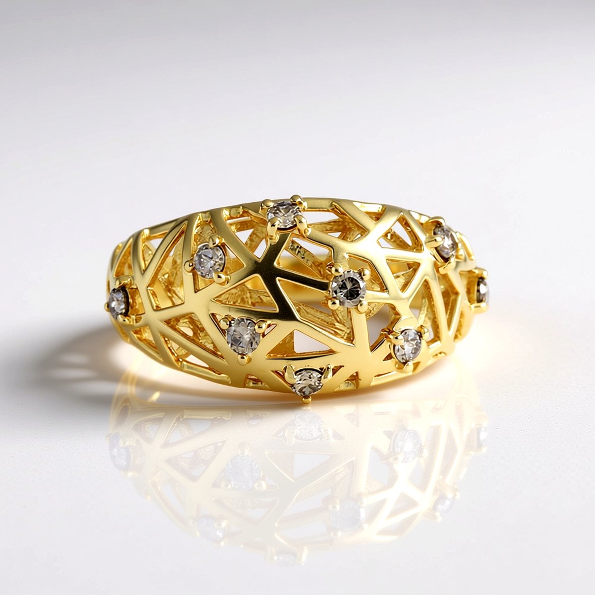 Cavill - Elegante zilveren ring met I2 champagne diamanten - 925 sterlingzilver verguld - 0,24 ct ronde briljant - speciale gelegenheid dames ring