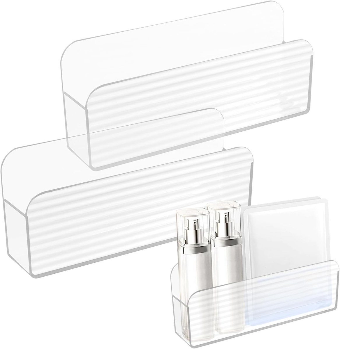 Transparante Acryl Wandplank voor Badkamer - Verwijderbare Makeup Organizer en Opbergdoos voor Kantoor en Slaapkamer