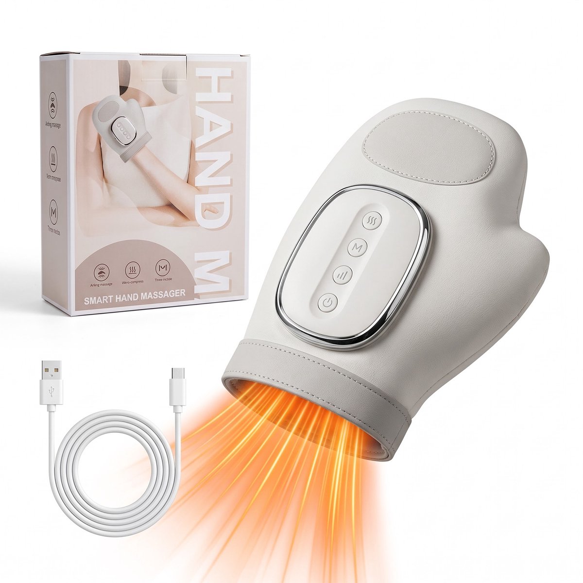 Fokelyi Handmassage Apparaat – Draadloze Handmassager-Warmte – 3D Luchtcompressie -3 Massagemodes – 2 Uur Batterij –Voor Artritis & Carpaaltunnel- Huidvriendelijk Materiaal