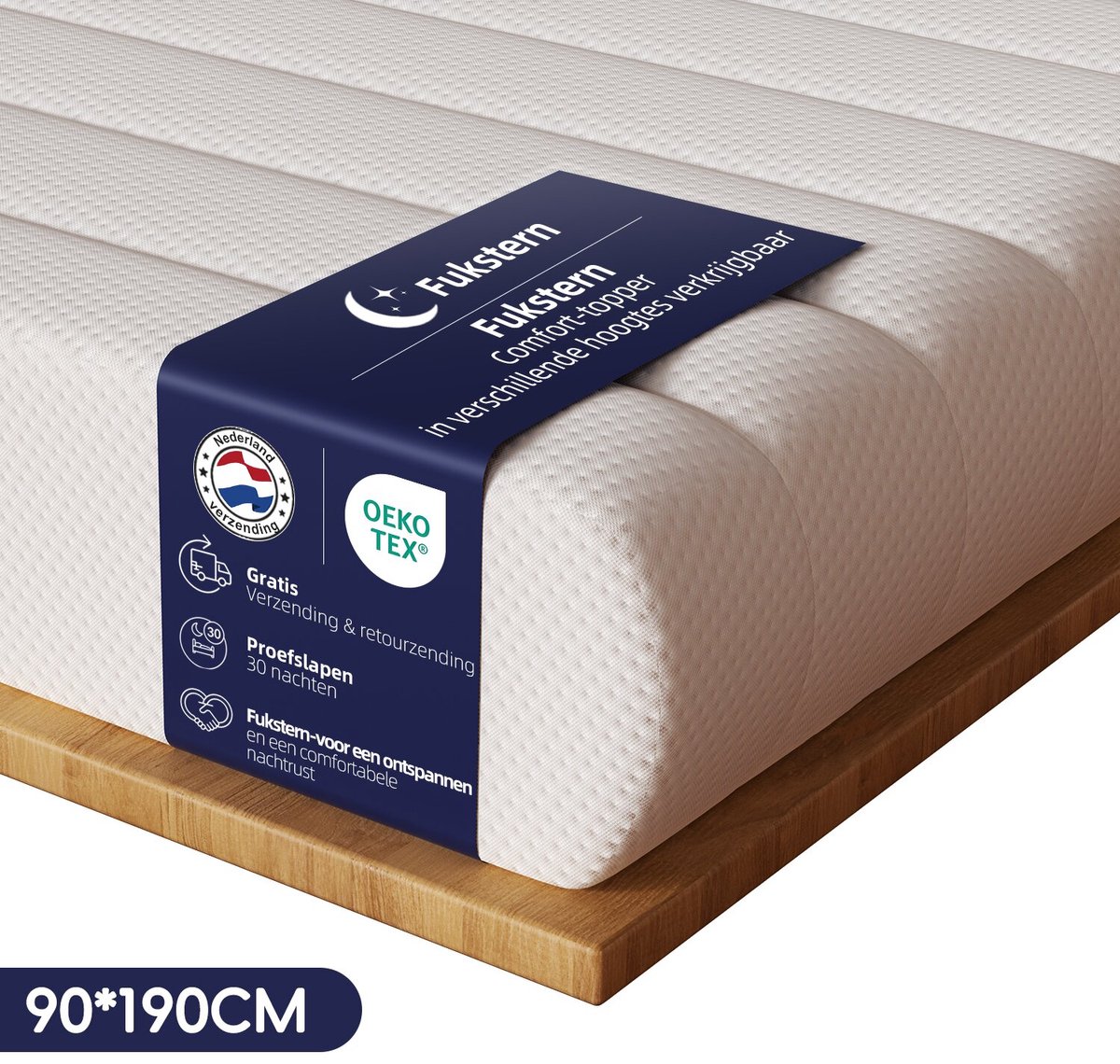 Fukstern Topper 90x190 – 6 cm Dik 3D Air Topdekmatras – Orthopedische Hotel Topper – Zacht Comfort & Drukverlichting – Wasbaar & Anti-Allergisch – Elastische Hoeken – Tweepersoons Matras Wit