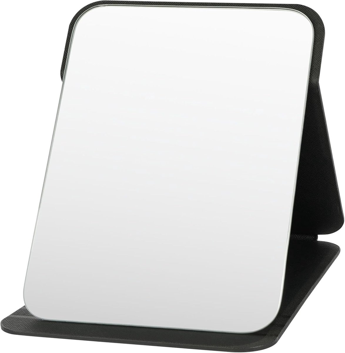 Make up spiegel met verlichting - Zwart - 25 x 17,5 cm - PU-leer en Glas - Opvouwbare Make-upspiegel voor Reizen en Thuisgebruik