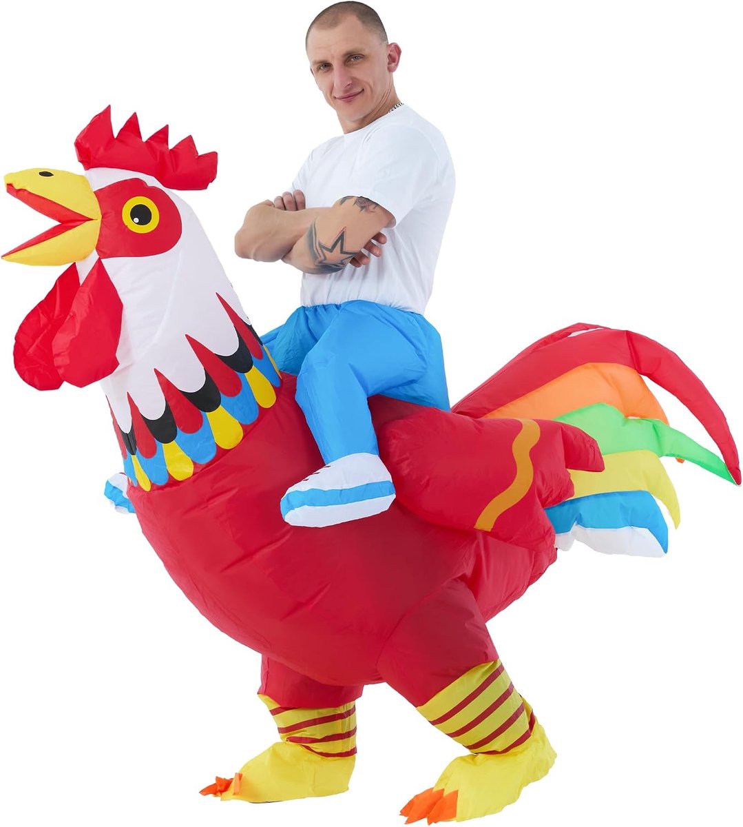 Kippenkostuum, Grappig Hanenkostuum, Perfect voor Halloween, Carnaval, Vrijgezellenfeesten, Cosplay en Themapartijen, Eén maat