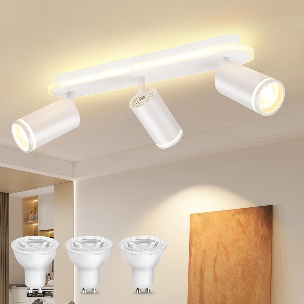 Plafondspot 3 vlammen zwenkbaar GU10 plafondlamp wit