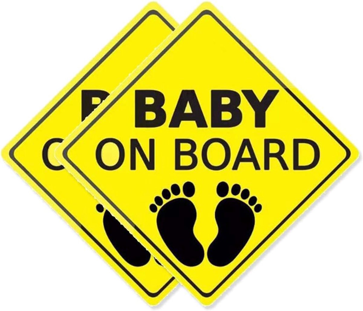 On Board Autosticker, 2 stuks, geel, standaard stickers, 13 x 13 cm