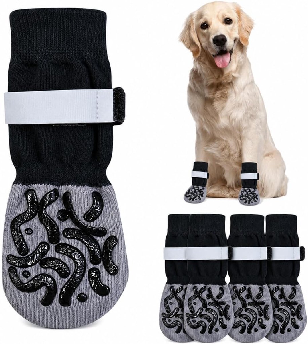 Schoenen voor buiten, antislip sokken voor honden, waterdicht met verstelbare riemen en siliconen aan beide zijden, L
