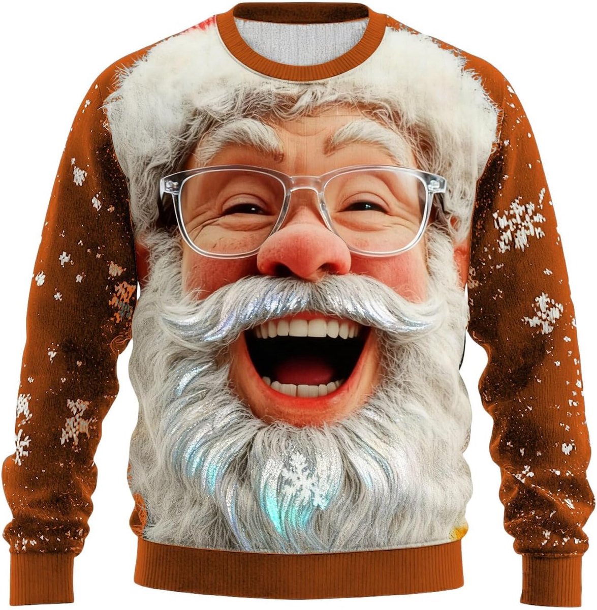 Sweatshirt met ronde hals met kerstprint, feestelijke trui met lange mouwen, zachte en comfortabele mix, casual streetwear, ideaal voor kerstfeesten en familiebijeenkomsten.