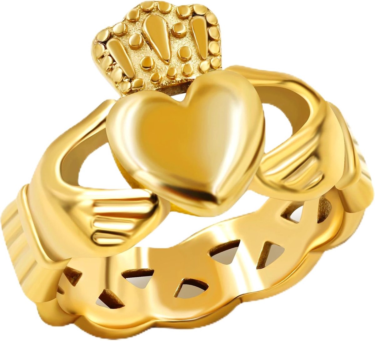 Ringen van Rvs met Hart- en Kroonontwerp voor Mannen en Vrouwen, Symboliseert Vriendschap en Loyaliteit in de Liefde YA4493