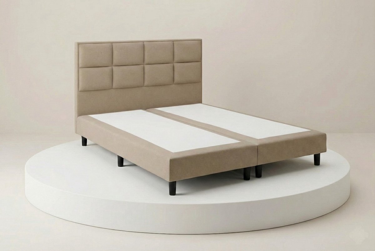 Boxspring DreamLux - 70x210 Zonder matras - Beige Glad - Puntrust Bedden