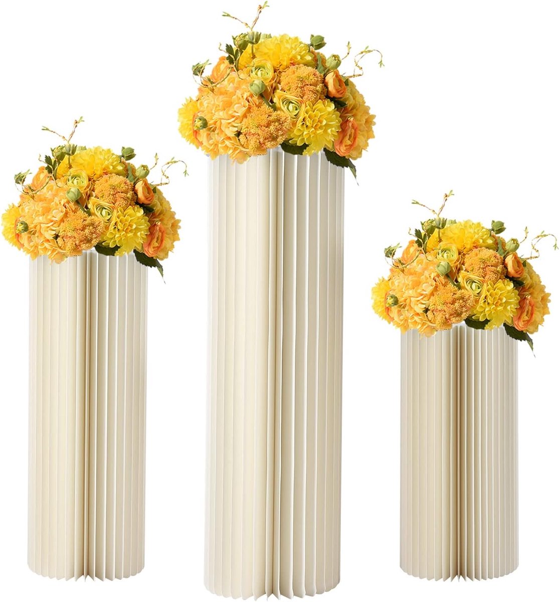 Tafelopzetstukken voor tafels, 60 cm + 80 cm + 100 cm, hoge bloemenstandaard, voor bruiloften, feesten, centers, standaard, zuilstandaard voor woondecoratie, 3 stuks