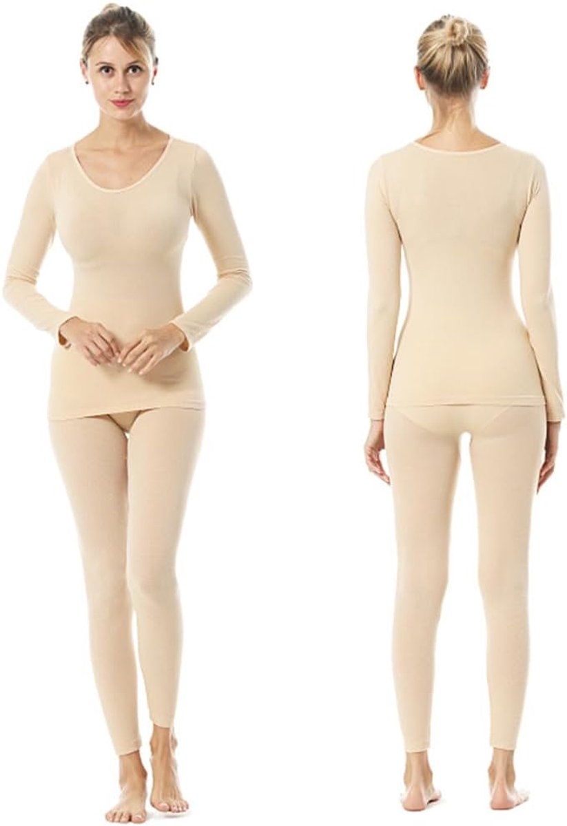 Thermisch ondergoed voor dames, ademend en thermisch ondergoed, U-hals, functioneel ondergoed, onderhemd, thermo-bovendeel en thermische broek, warm lang ski-ondergoed, set voor winter
