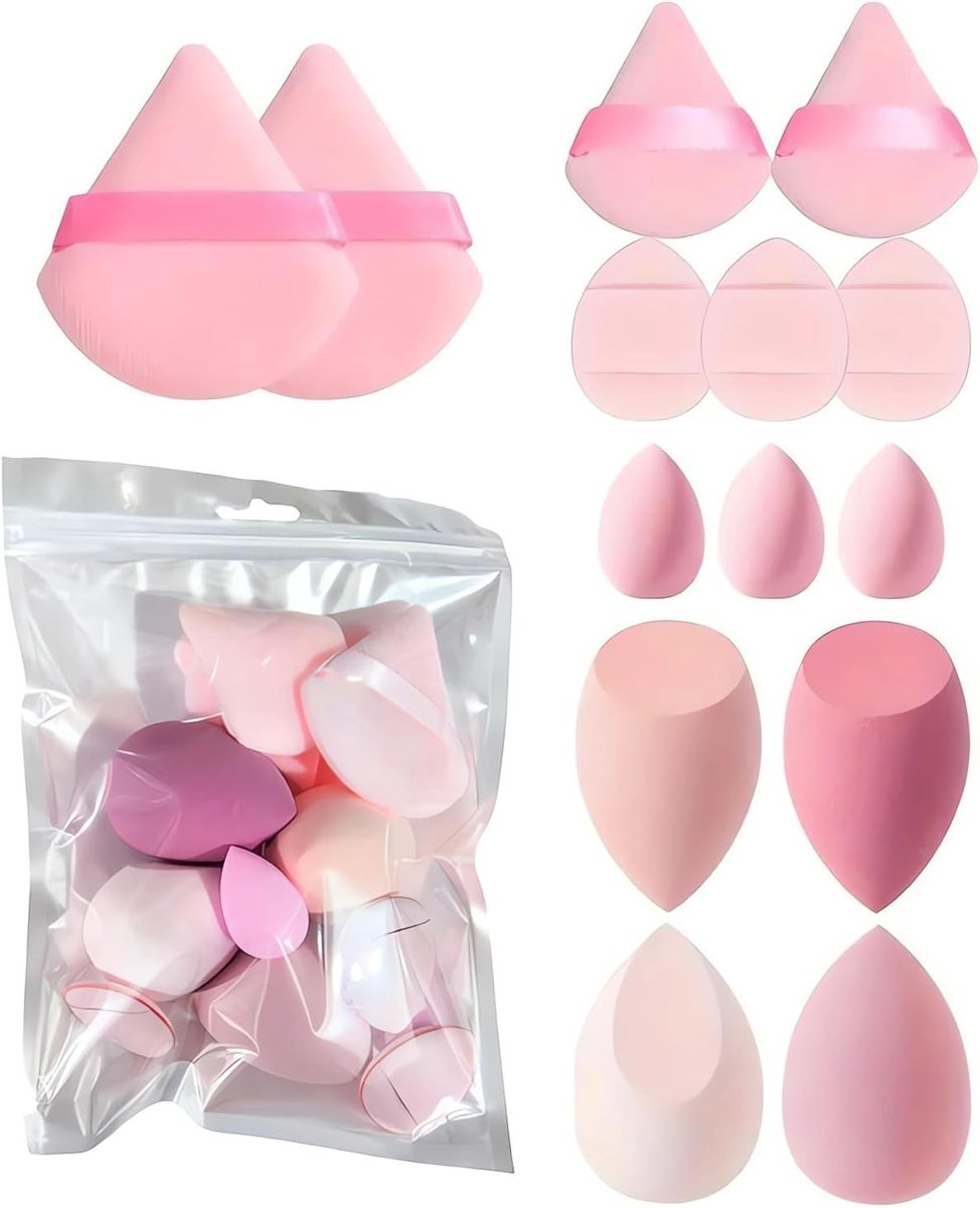 14-delige Make-up Spons Set met Beauty Blenders en Kwasten voor een Vlekkeloze Foundation en Perfecte Aanbreng