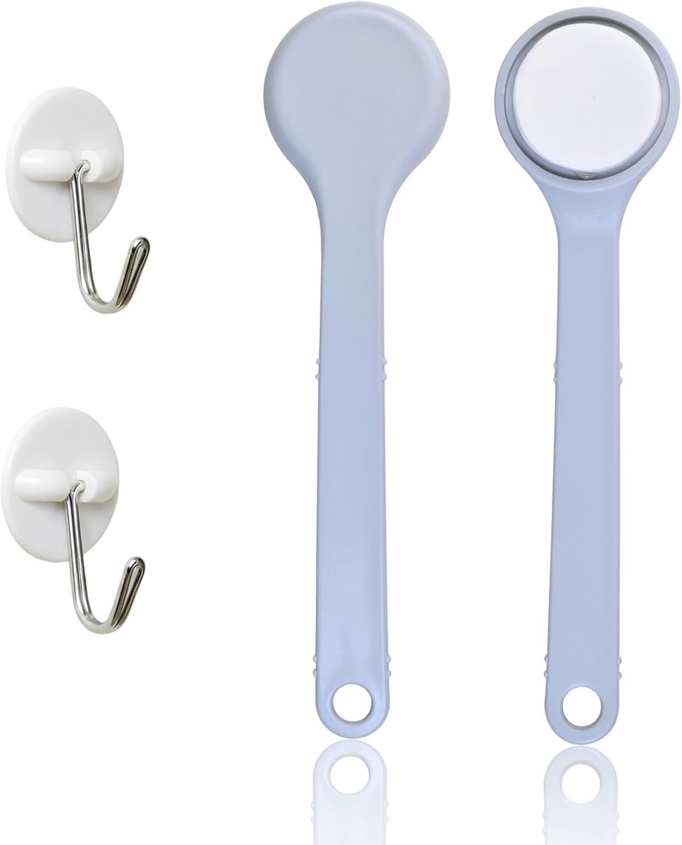 Rugcrème, 2 stuks rugcrème met 2 gehaakte ronde autocollants, handmatige applicator voor ruglotion met lange handgreep, rugborstel, borstel, badkamer, rug, grijs