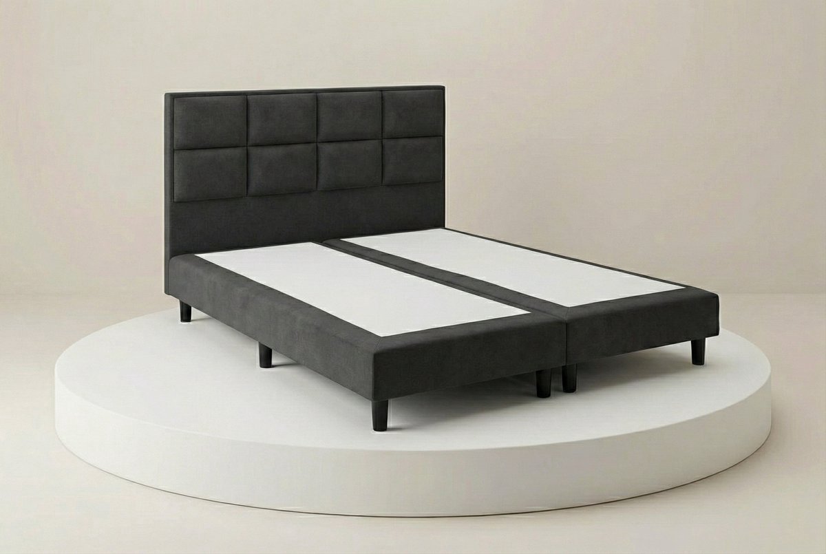 Boxspring DreamLux - 90x210 Zonder matras - Antraciet Glad - Puntrust Bedden
