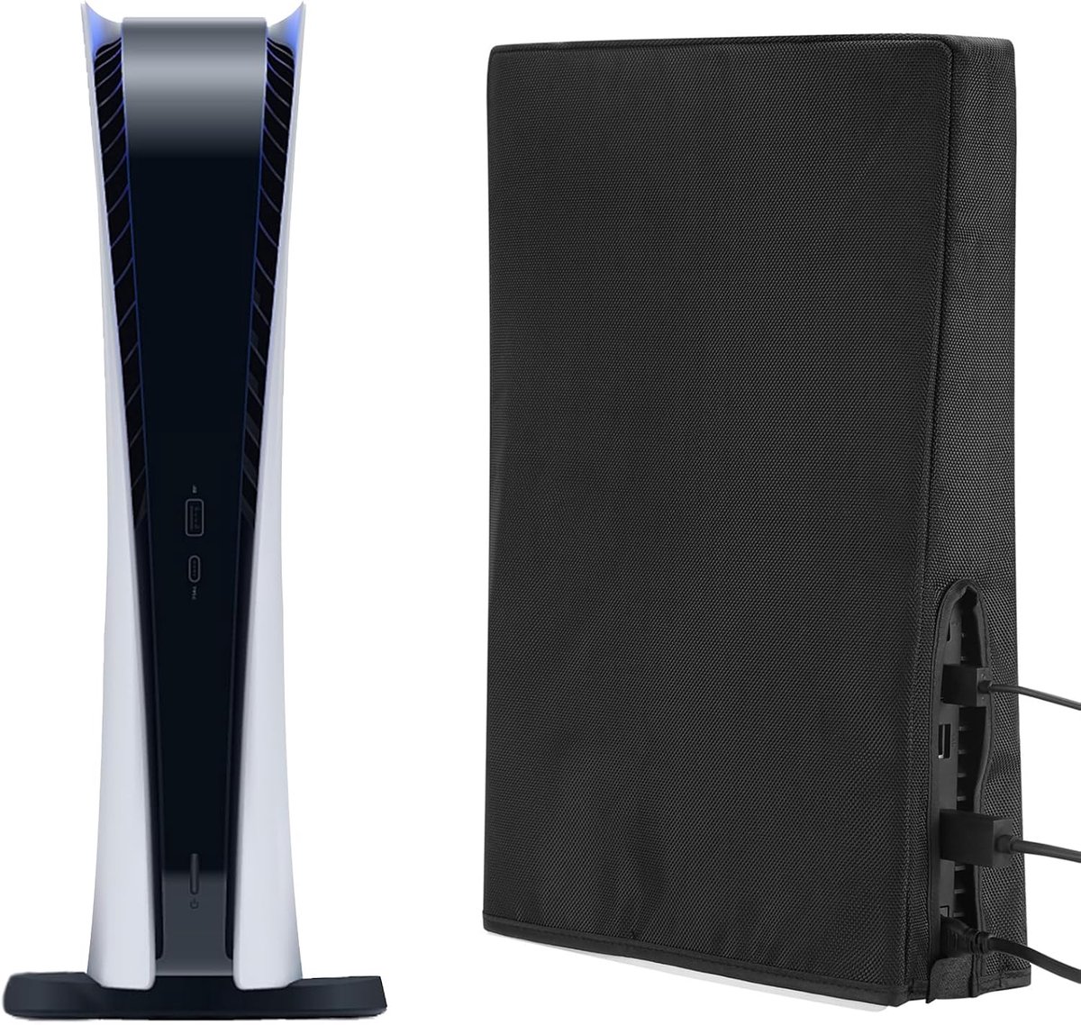 Stofhoes voor PS5, hoes ontworpen voor PS5, krasbestendige beschermhoes voor Playstation 5 met Back Cable Port, console stofbescherming (zwart)