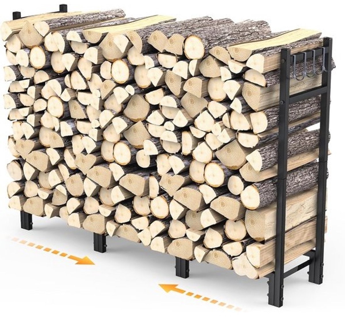 Groot Opvouwbaar Brandhoutrek voor Tuin en Open Haard - Netjes Houtopslag en Droogplaats