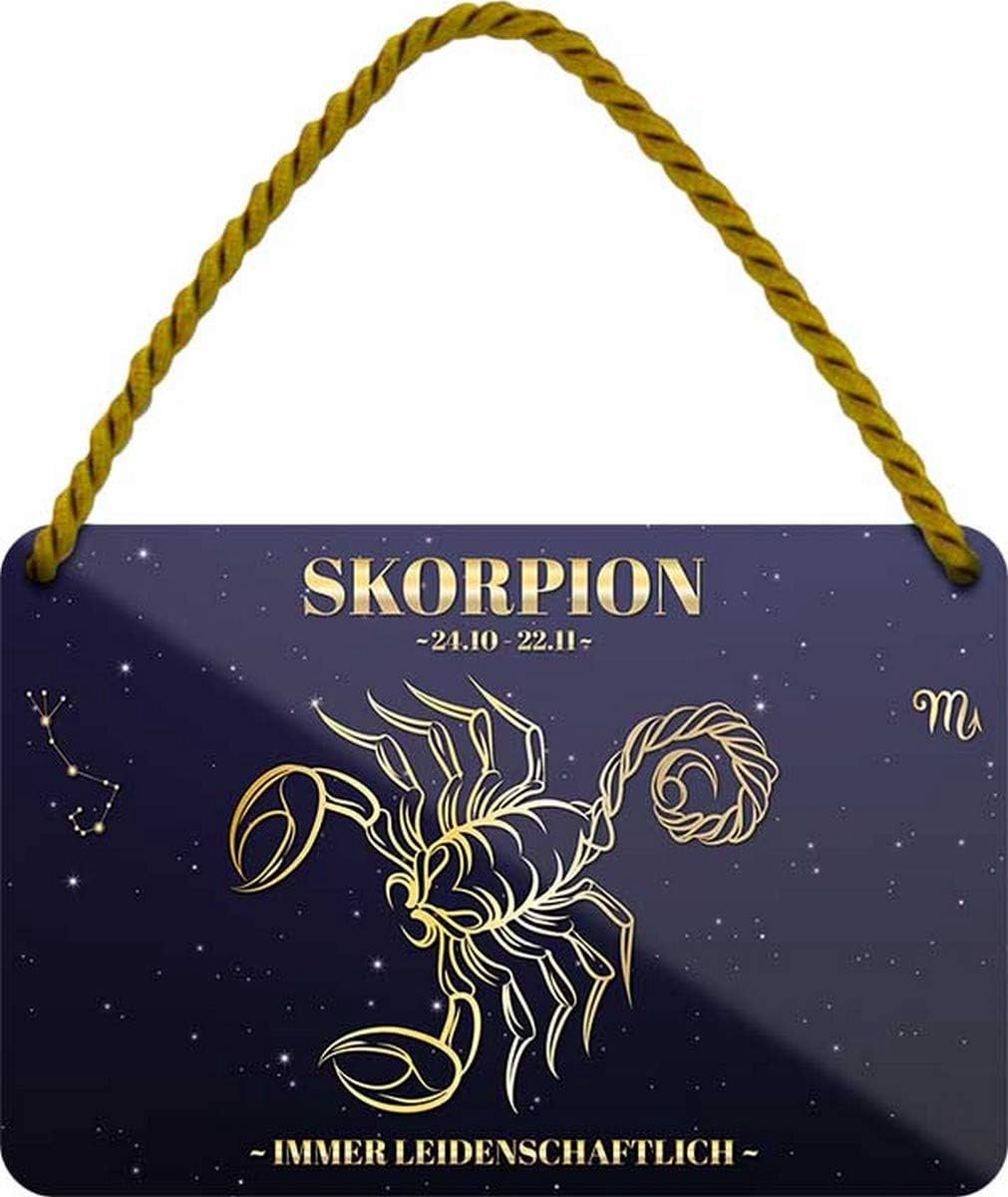 / A sterrenbeeld schorpioen 18x12 cm spreuk metalen bord hangbord HS312