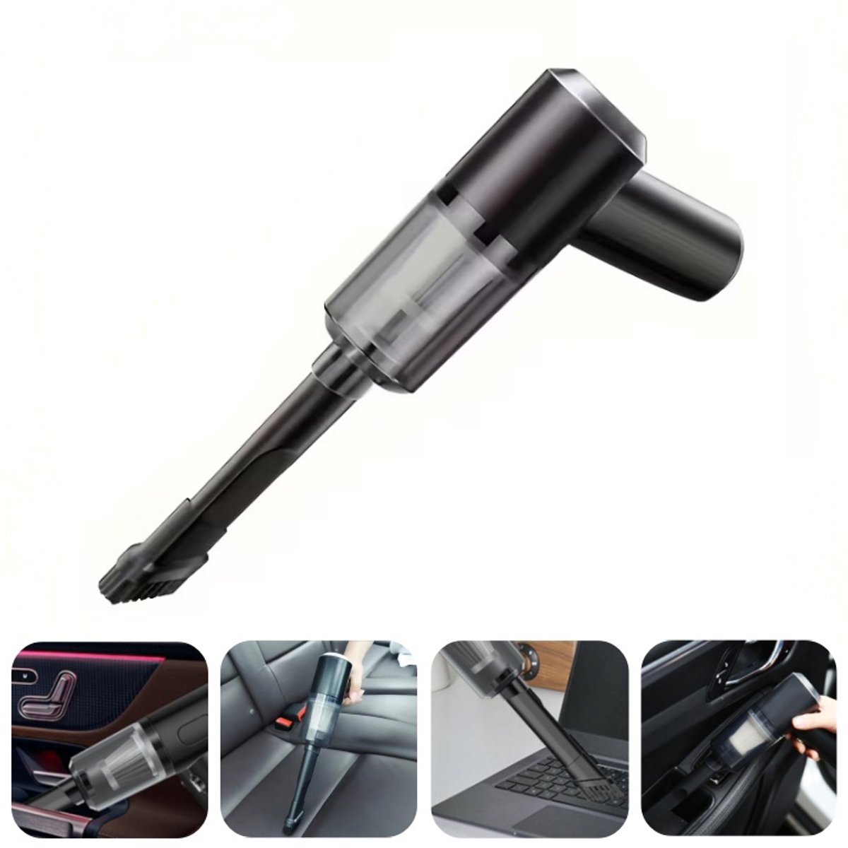 Mini Draadloze Handheld Stofzuiger - 6000Pa Krachtige Oplaadbare Stofzuiger voor Auto, Bureau en Huis - Draagbare Zuiger met USB-lading & Opzetstukken - Geschikt voor Dierenhaar, Kruimels en Stof - Zwart