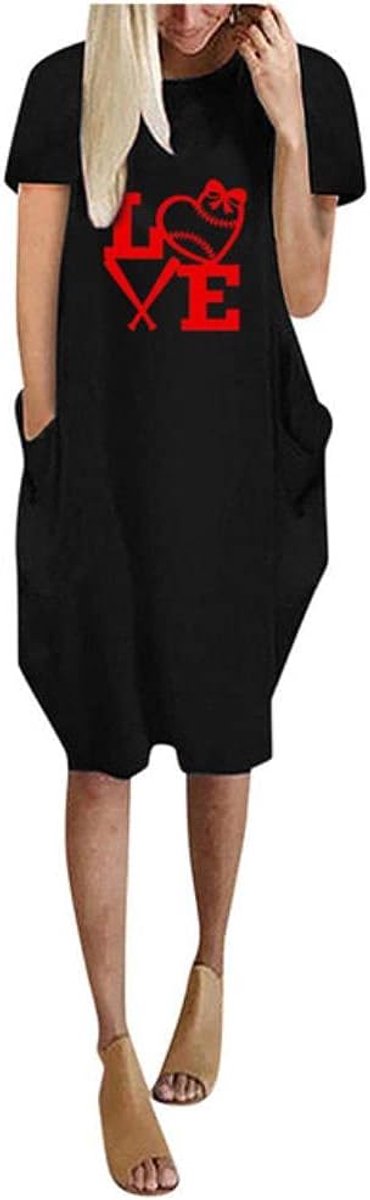 Women's pajamas Women'S Summer Nightdress Casual Ladies Nightwear Pocket Short Sleeve Round Neck Plus Size Homewear-Bk 2,4Xl
