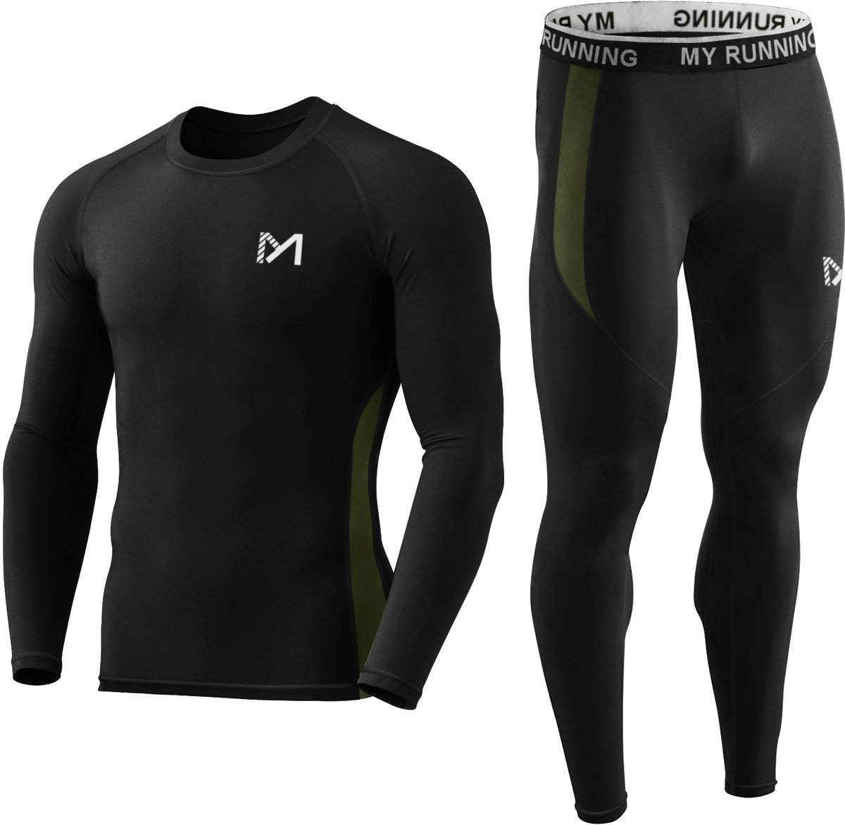 MEETYOO Thermisch ondergoed voor heren, thermische overall, thermo-pak, set thermo-broek, skipak, winterkleding voor skiën, gym, fietsen, voetbal, hardlopen