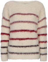 Red Button Trui Fuzzy Sweater & Stripe Srb5118 Creme/burgundy Dames Maat - XL