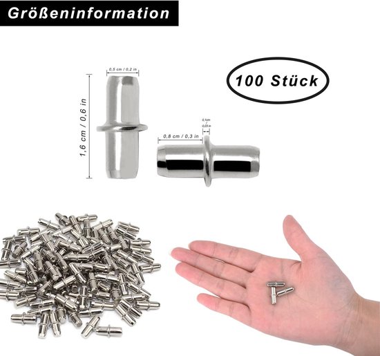 100 stuks basisbeugels, 5 mm diameter, metalen schapsteunen, zilver, voor stevige bevestiging en ondersteuning — afbeelding 2