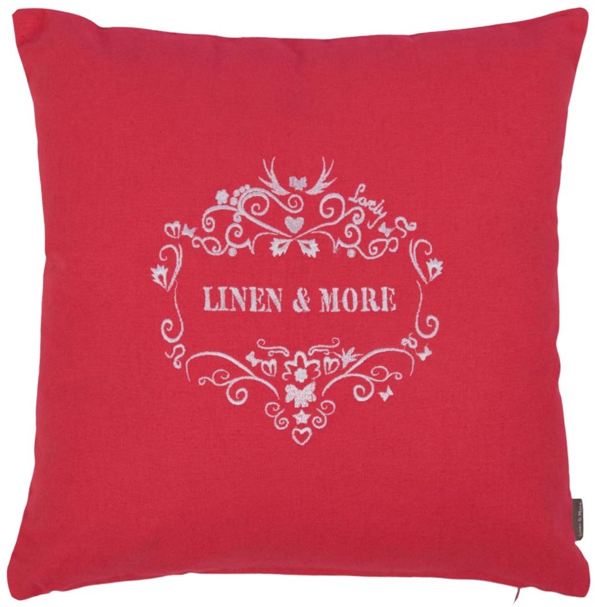 Linen & More Cushion Linen & More embroidery 40x40 dark pink Donkerroze Materiaal: Linnen met borduurwerk Gewi