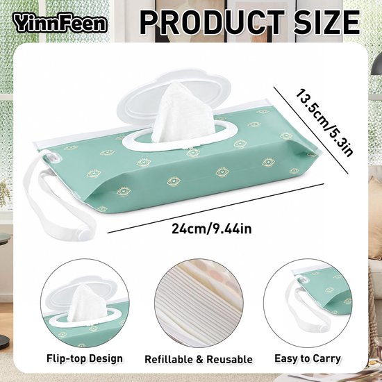 Namajunas - 6 Stusk Billendoekjes houder - Vochtige tissuehouder - Natte doekjes houder - Dispenser - Billendoekjesdoos - Vochtig toiletpapier houder - voor make up doekjes, reinigingsdoekjes - Baby cadeau - Kraamcadeau - Voor onderweg voor baby — afbeelding 2